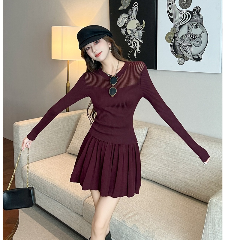 Simple sweater fashion short skirt 2pcs set