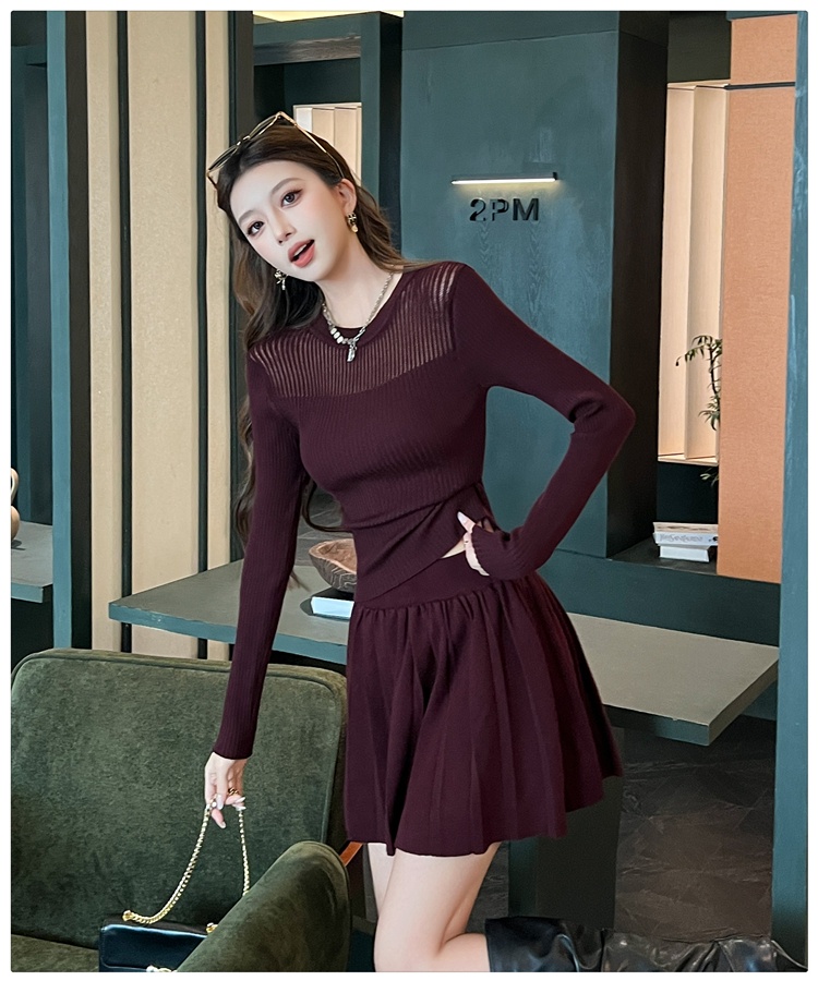 Simple sweater fashion short skirt 2pcs set