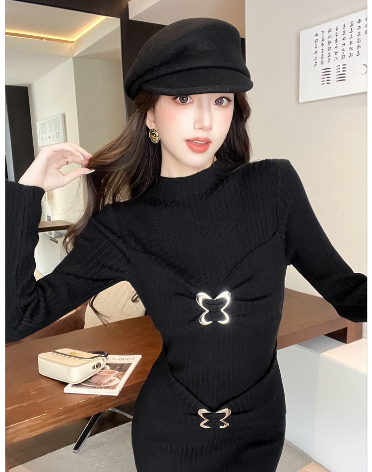 Autumn and winter T-back slim dress for women
