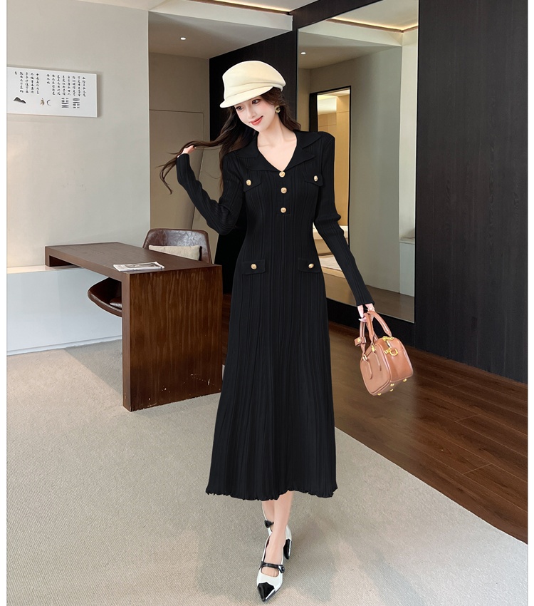 Autumn and winter dress France style long dress
