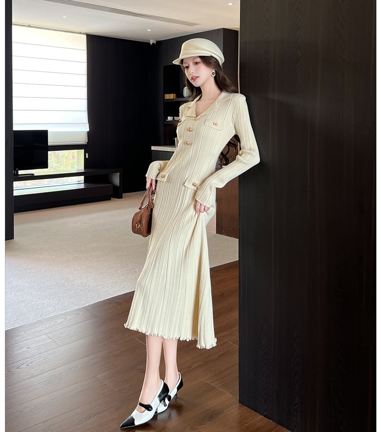 Autumn and winter dress France style long dress