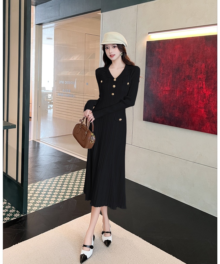 Autumn and winter dress France style long dress