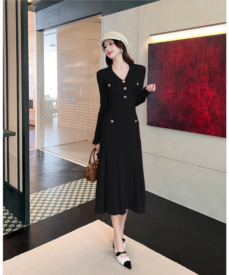 Autumn and winter dress France style long dress