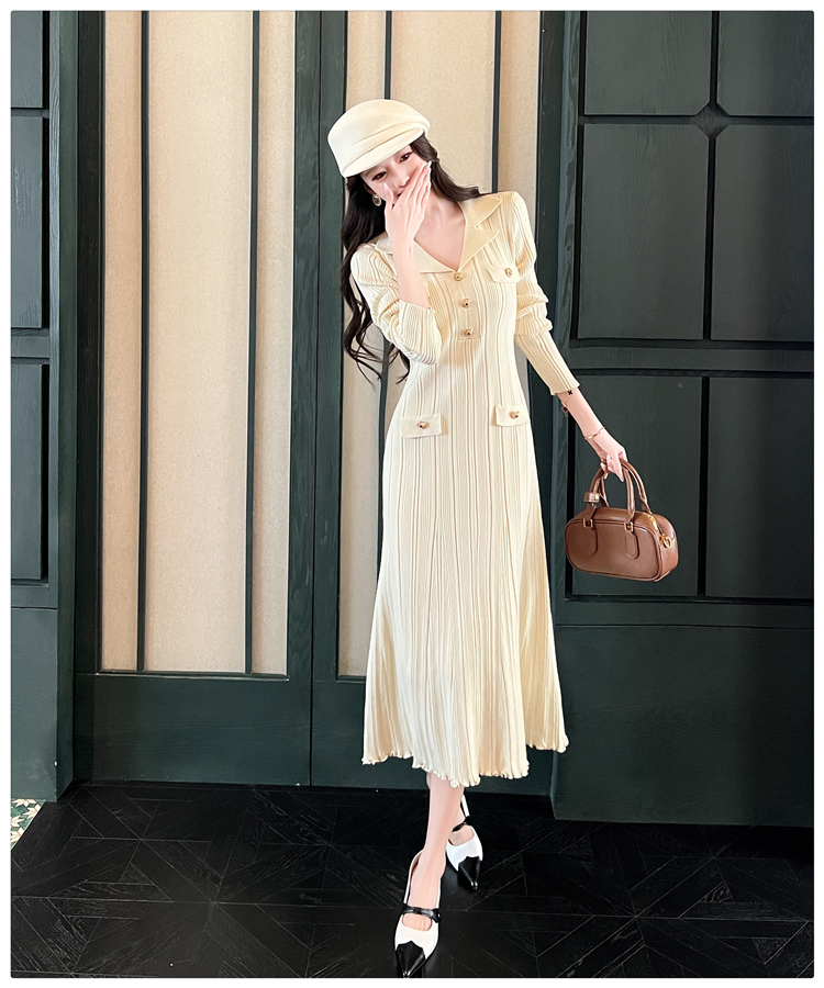Autumn and winter dress France style long dress