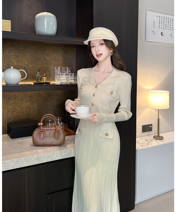 Autumn and winter dress France style long dress