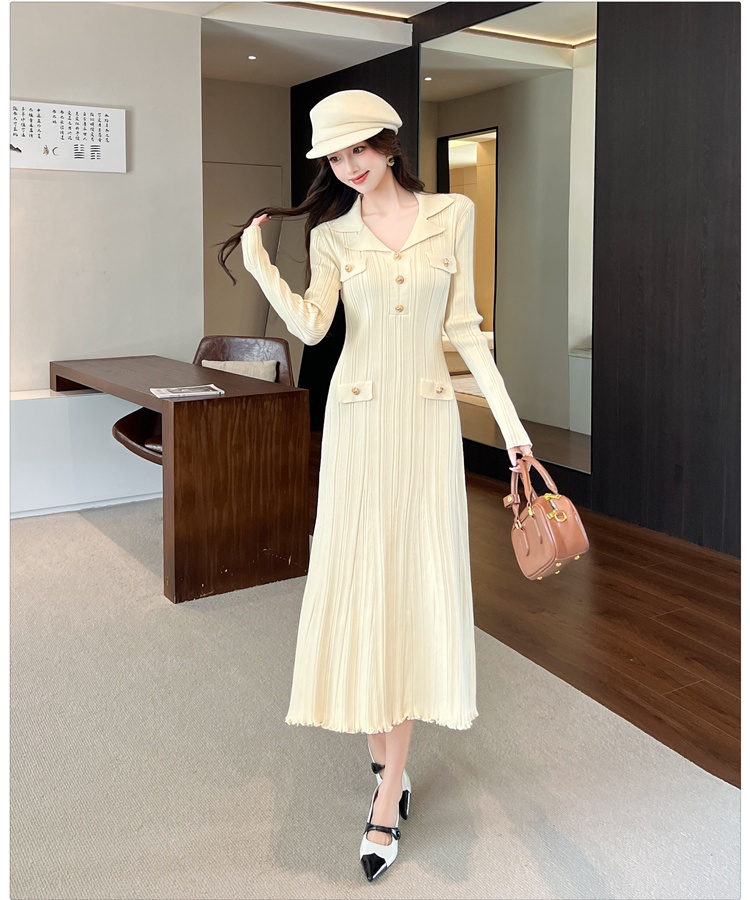 Autumn and winter dress France style long dress