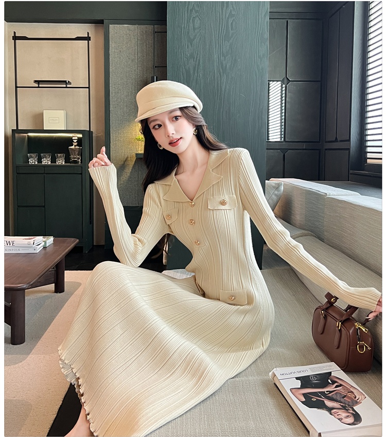 Autumn and winter dress France style long dress
