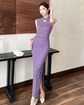 Elegant lace long dress temperament dress for women