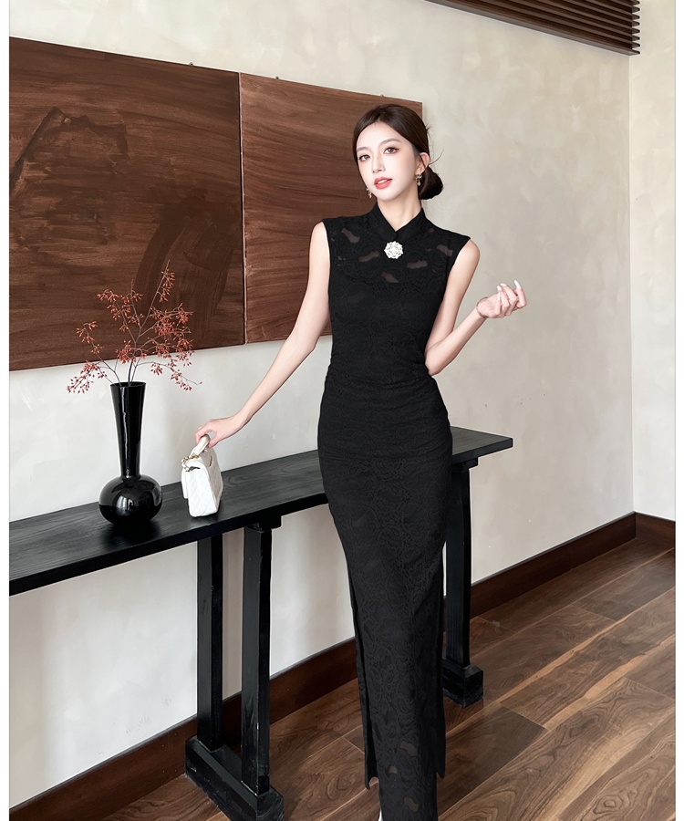 Elegant lace long dress temperament dress for women