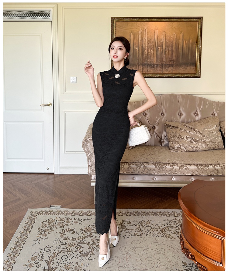 Elegant lace long dress temperament dress for women