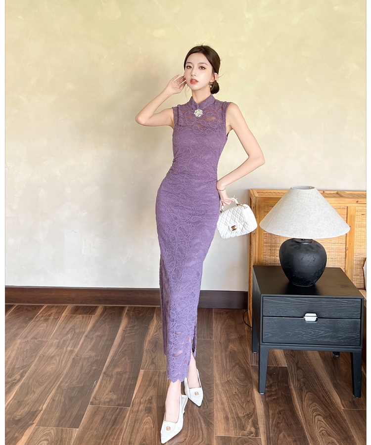 Elegant lace long dress temperament dress for women