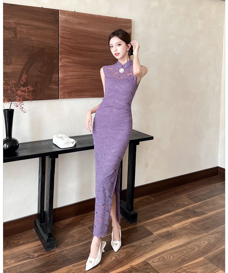 Elegant lace long dress temperament dress for women