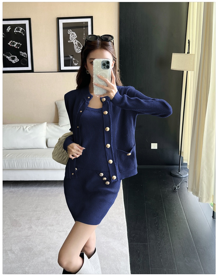 Package hip skirt cardigan 3pcs set for women