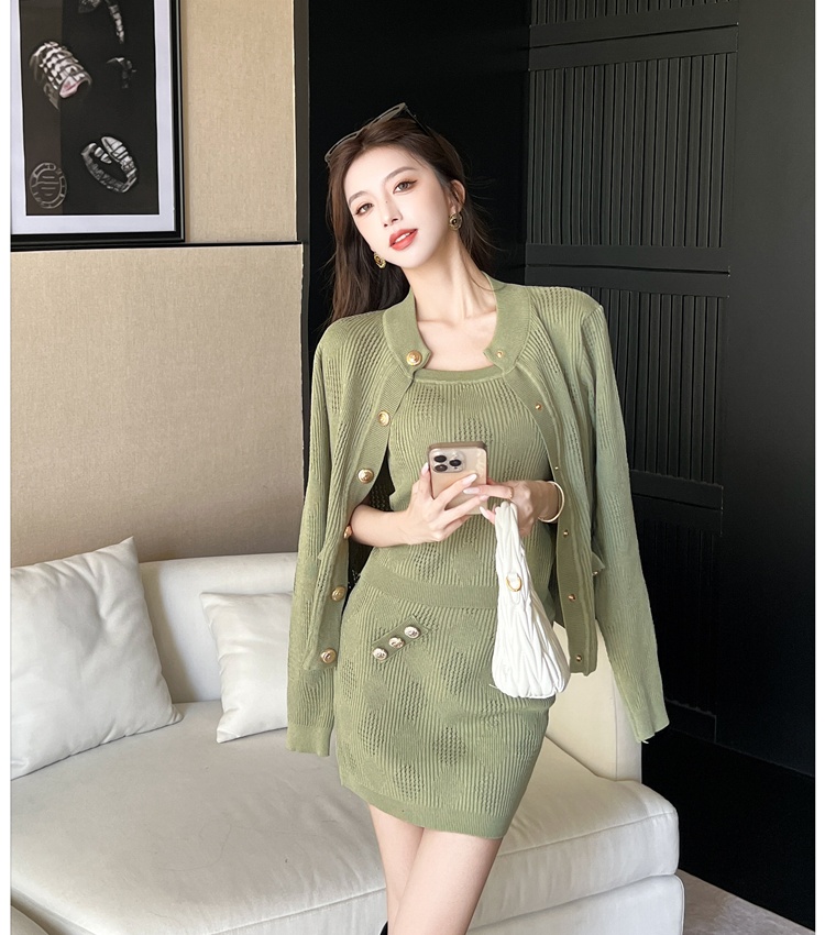 Package hip skirt cardigan 3pcs set for women