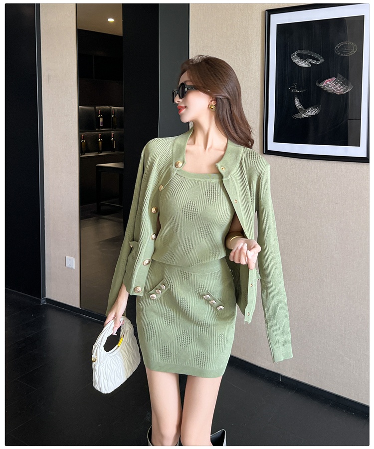 Package hip skirt cardigan 3pcs set for women