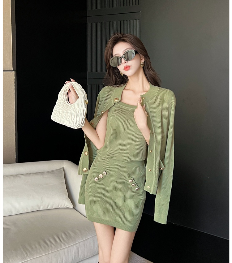 Package hip skirt cardigan 3pcs set for women