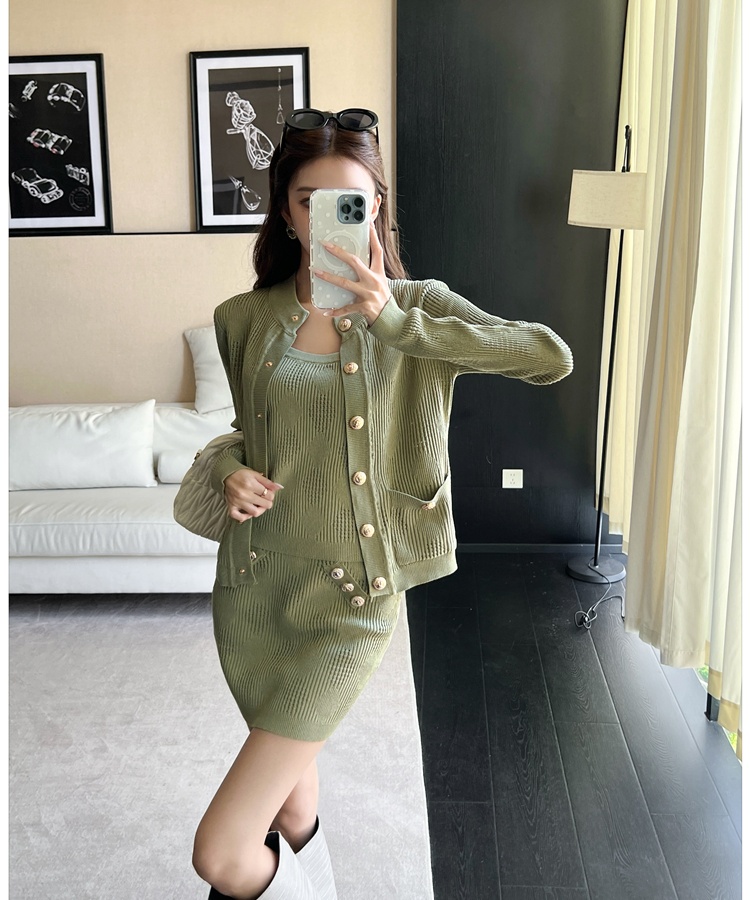 Package hip skirt cardigan 3pcs set for women