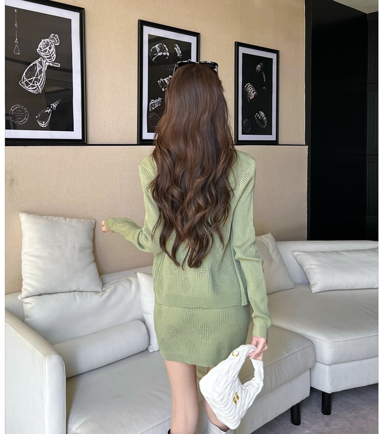 Package hip skirt cardigan 3pcs set for women
