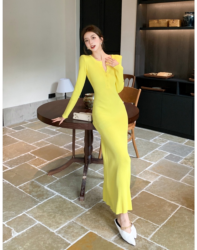Slim inside the ride dress long sleeve long dress for women