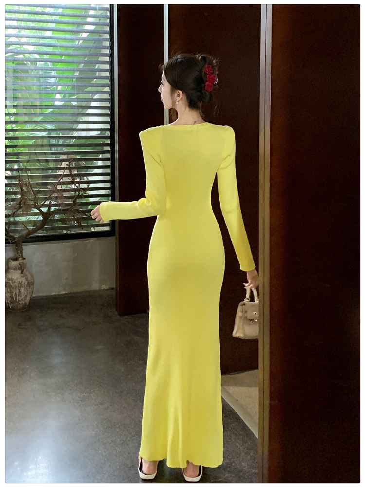 Slim inside the ride dress long sleeve long dress for women