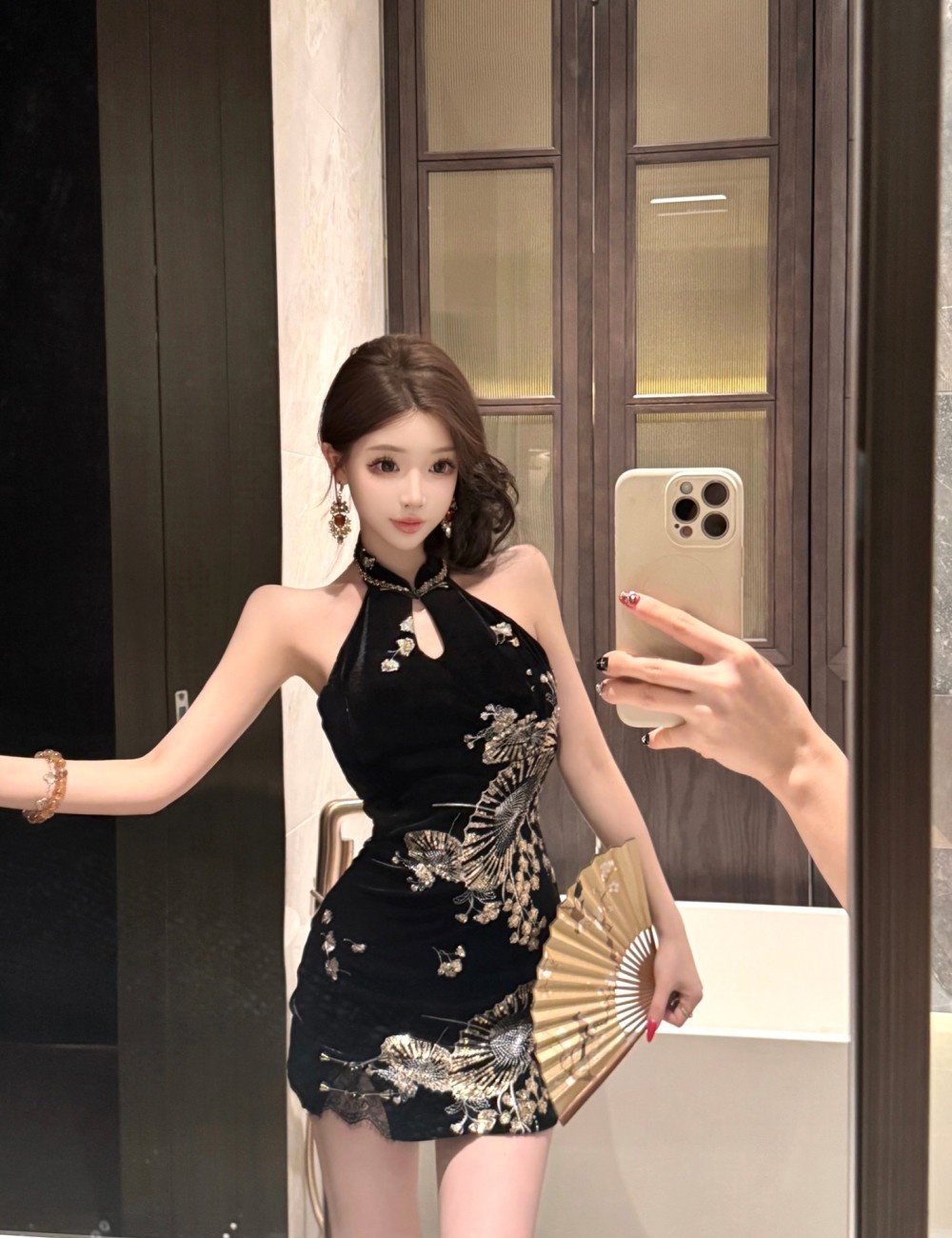 Sequins retro spicegirl slim sexy halter dress