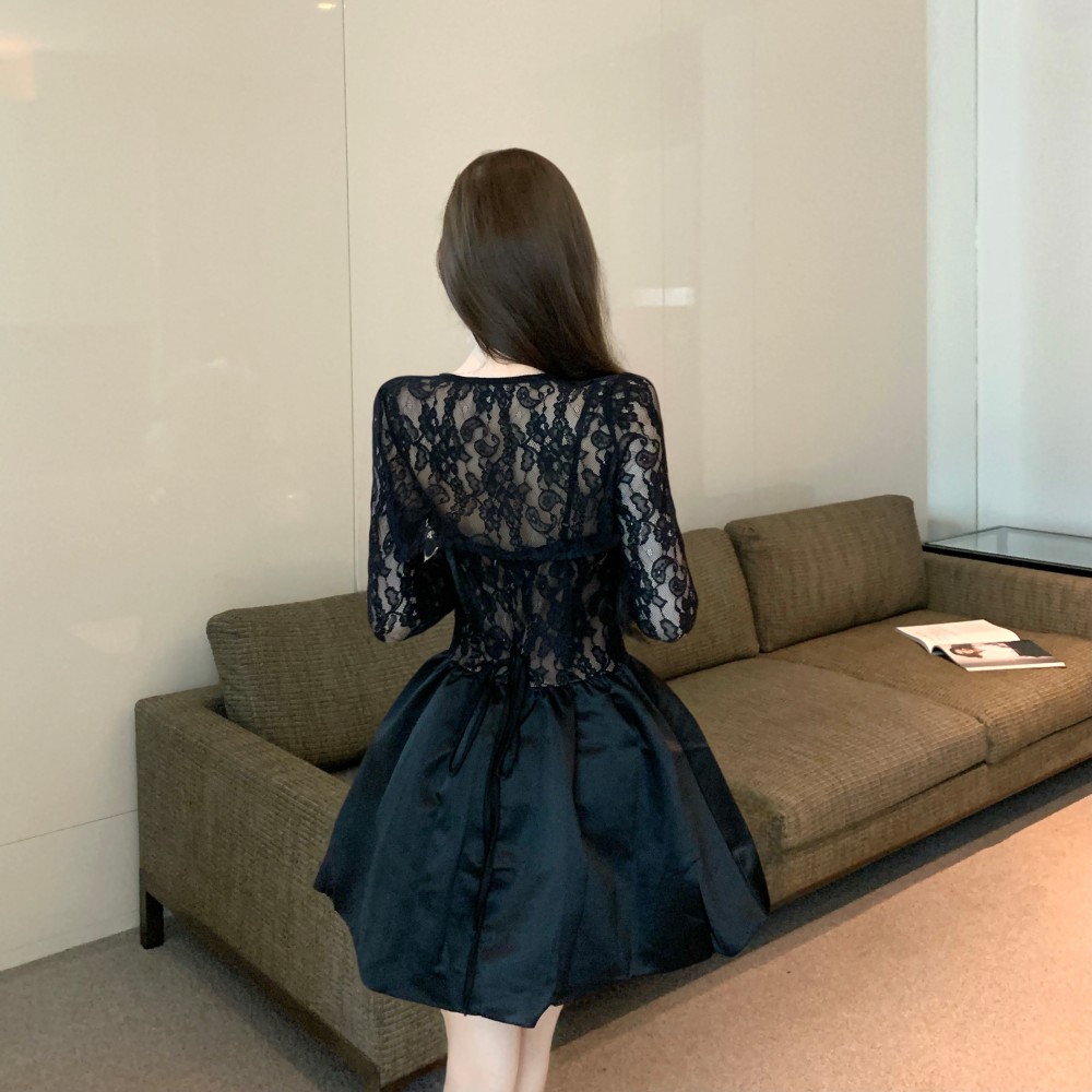 Lace sling dress long sleeve shawl 2pcs set