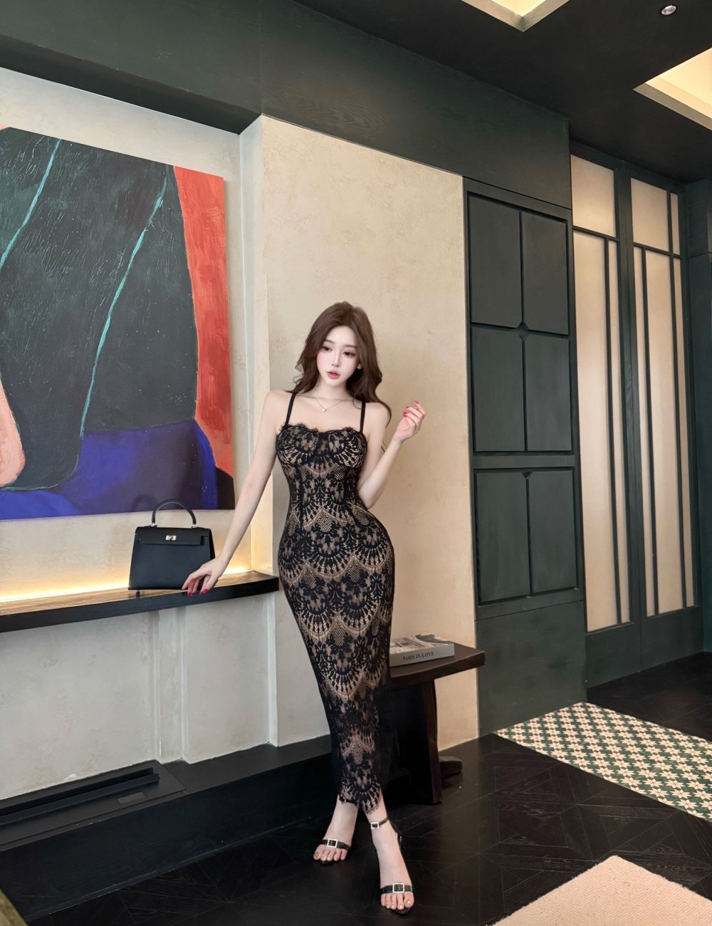 Package hip sexy enticement slim lace dress