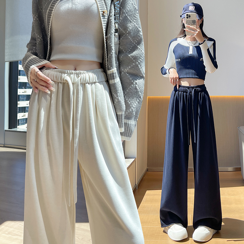 Cashmere wide leg pants lazy sweatpants for women