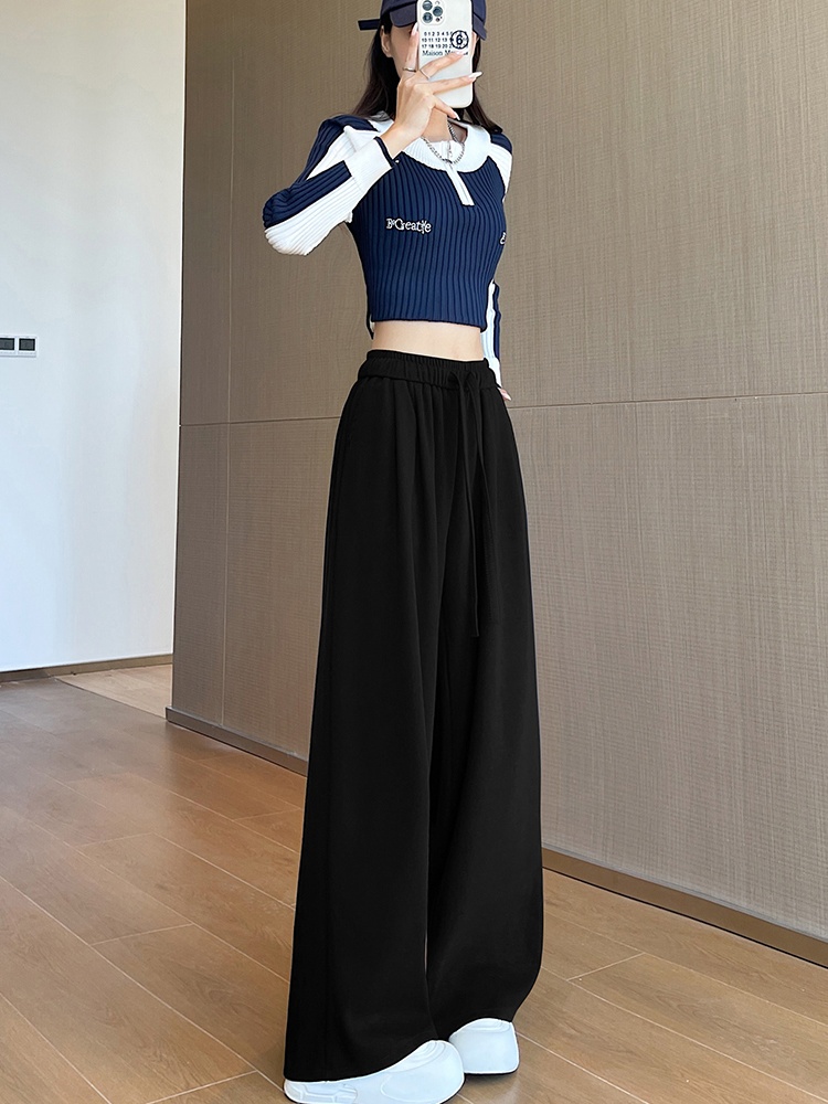 Cashmere wide leg pants lazy sweatpants for women
