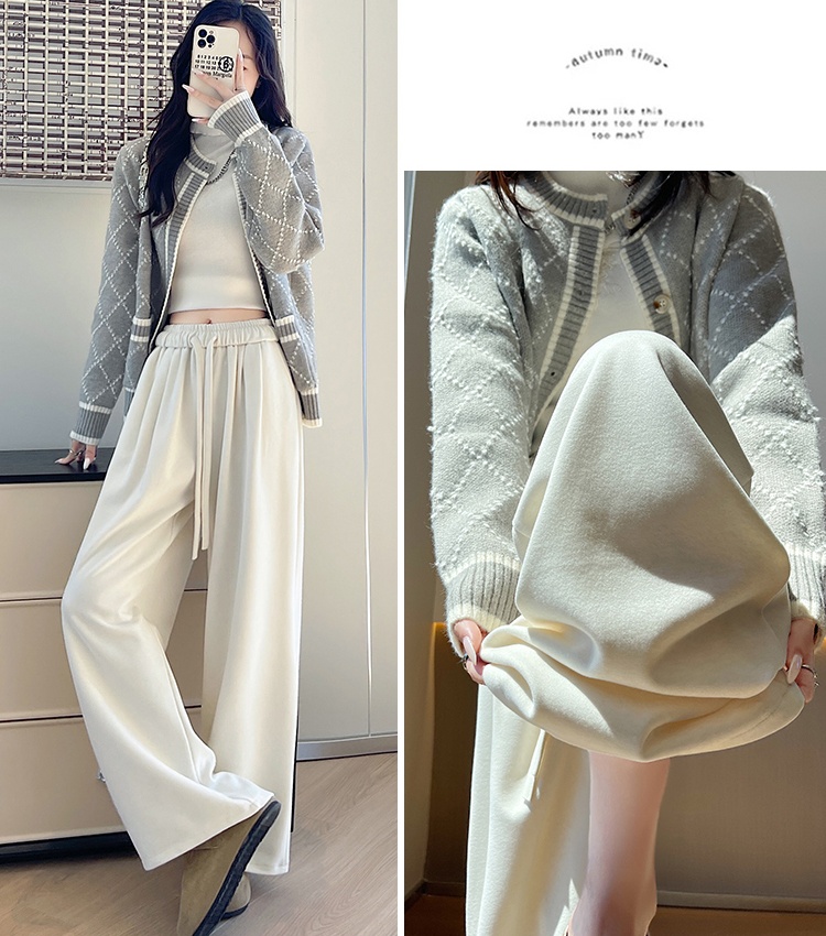 Cashmere wide leg pants lazy sweatpants for women