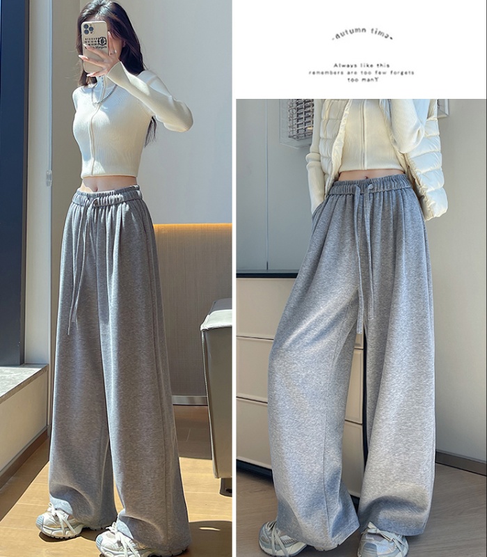 Cashmere wide leg pants lazy sweatpants for women
