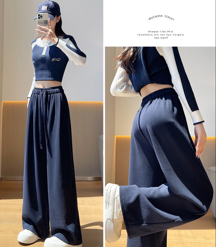 Cashmere wide leg pants lazy sweatpants for women