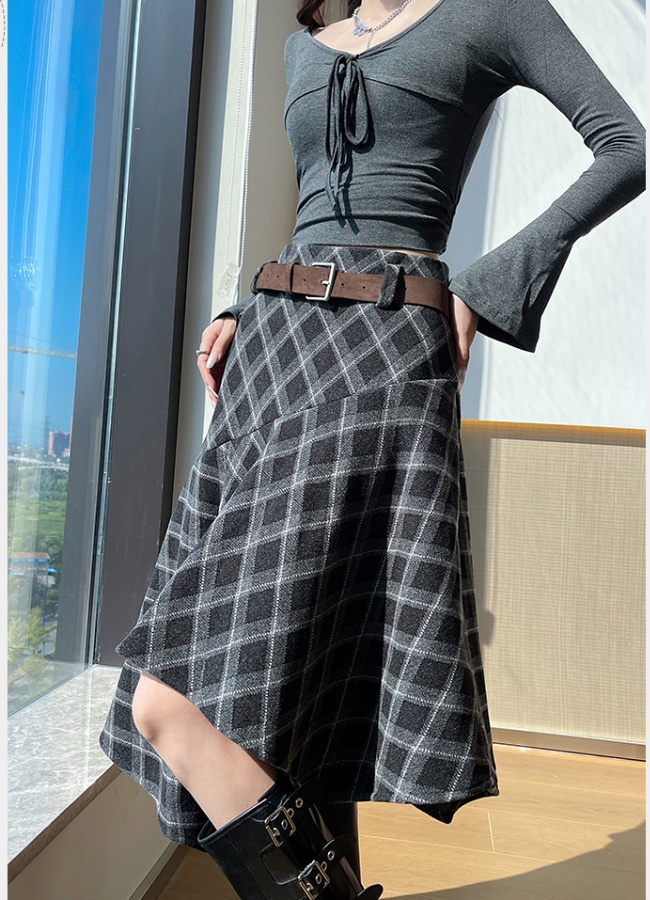 Plaid retro autumn and winter spicegirl skirt for women