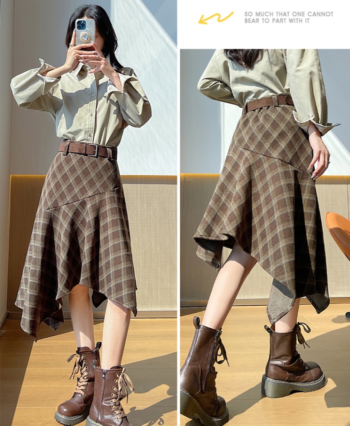 Plaid retro autumn and winter spicegirl skirt for women