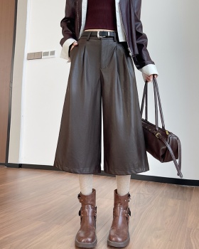 Autumn retro leather pants all-match five pants for women