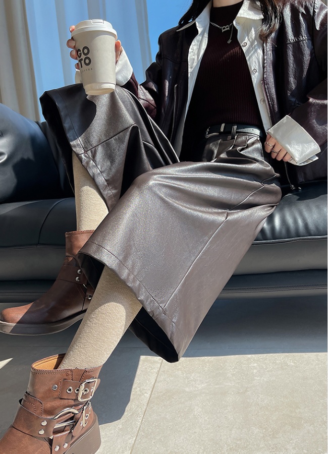 Autumn retro leather pants all-match five pants for women