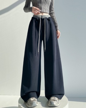 Loose wide leg pants splice casual pants for women