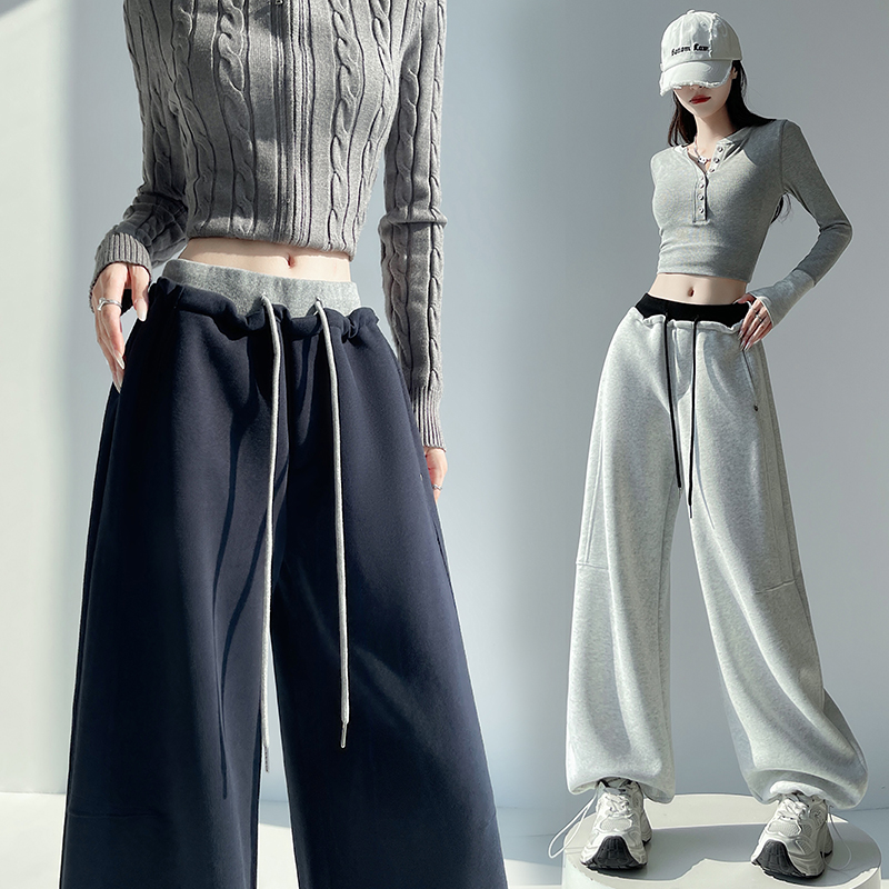 Loose wide leg pants splice casual pants for women