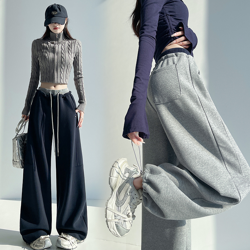 Loose wide leg pants splice casual pants for women