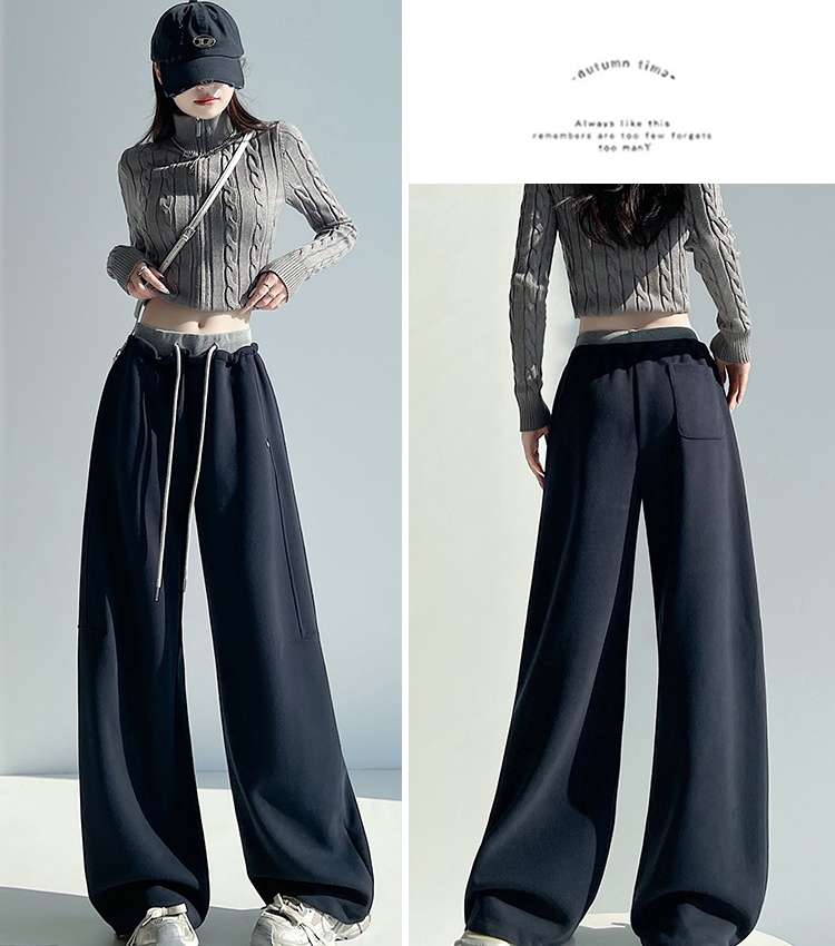 Loose wide leg pants splice casual pants for women