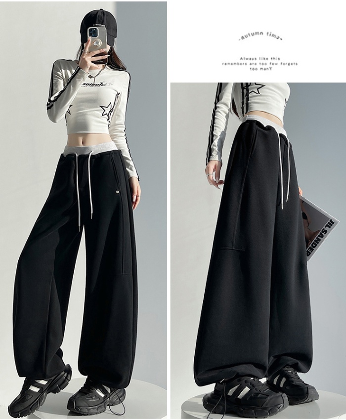 Loose wide leg pants splice casual pants for women