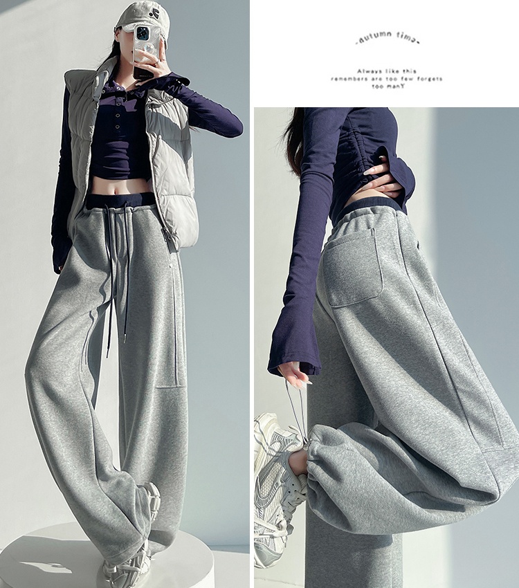 Loose wide leg pants splice casual pants for women