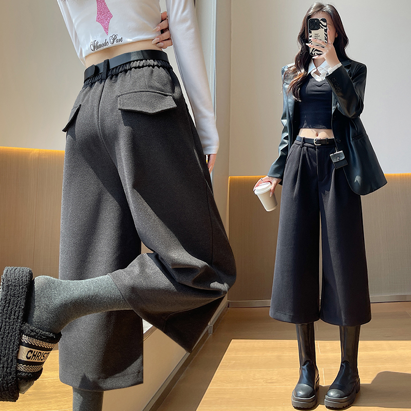 Woolen with all-match accessories seven tenths Casual five pants