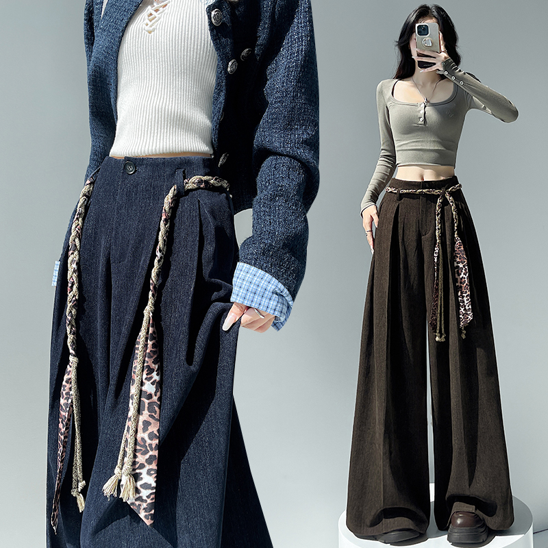 Autumn and winter wide leg pants retro pants for women