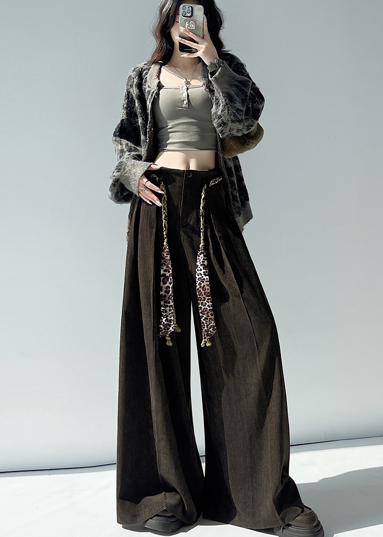 Autumn and winter wide leg pants retro pants for women