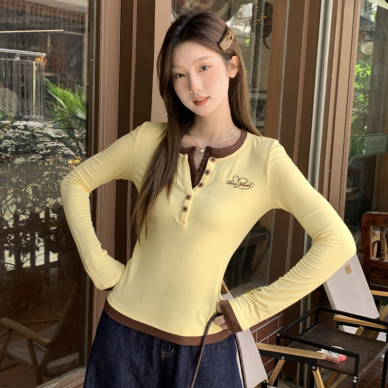 Mixed colors all-match T-shirt temperament bottoming shirt