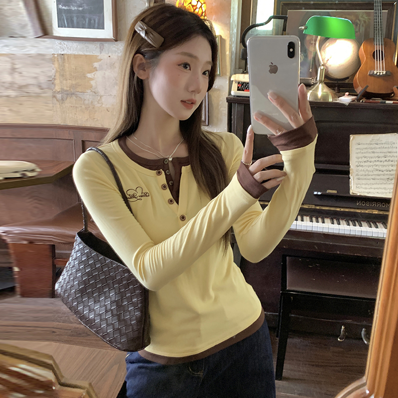 Mixed colors all-match T-shirt temperament bottoming shirt