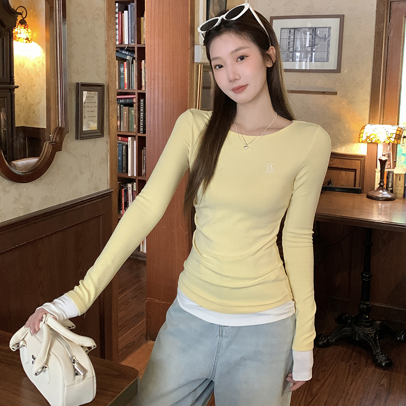 Temperament Pseudo-two bottoming shirt splice T-shirt