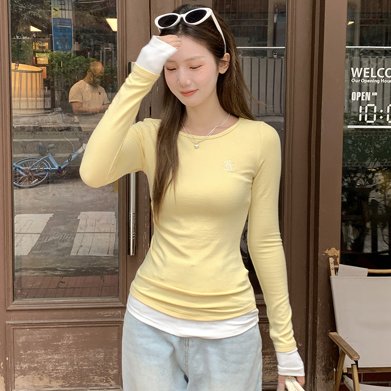 Temperament Pseudo-two bottoming shirt splice T-shirt