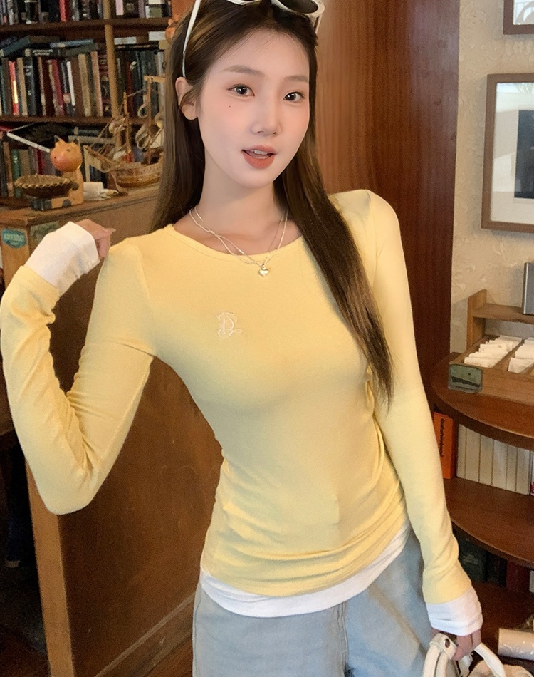 Temperament Pseudo-two bottoming shirt splice T-shirt
